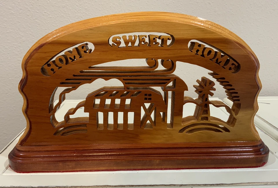 Home Sweet Home Intricately Handmade Sawn Wood On Stand Plaque Sign Farm Barn - Image 2 of 4
