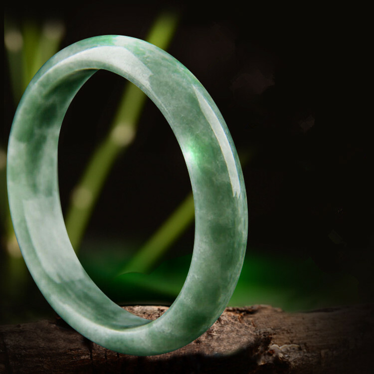 Beautiful Natural Real Chinese Green Jade Bangle Bracelet Emerald Green 59mm