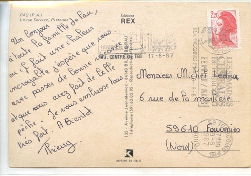 CP 64 - Pyrénées-Atlantiques - Pau - La rue Serviez, Piétonne - Picture 2 of 2