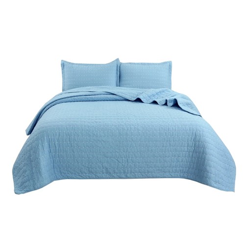 3-PCS 100% Cotton Oversized Bedspread Set Coverlet Quilt Set Stitching - Picture 4 of 21