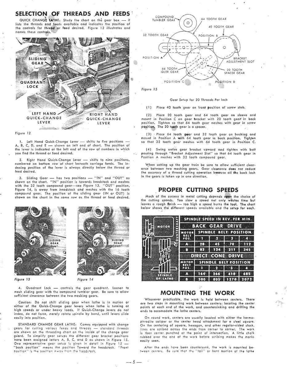 Manuel Réimprimé Pour Tours à Vis Atlas 3980,3981,3982,3983,3990,3991 (12″ à Dos)