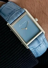 ⌚️Rare Deux Mers Light Cream Blue (Le Bleu Clair) Dial Tank Watch