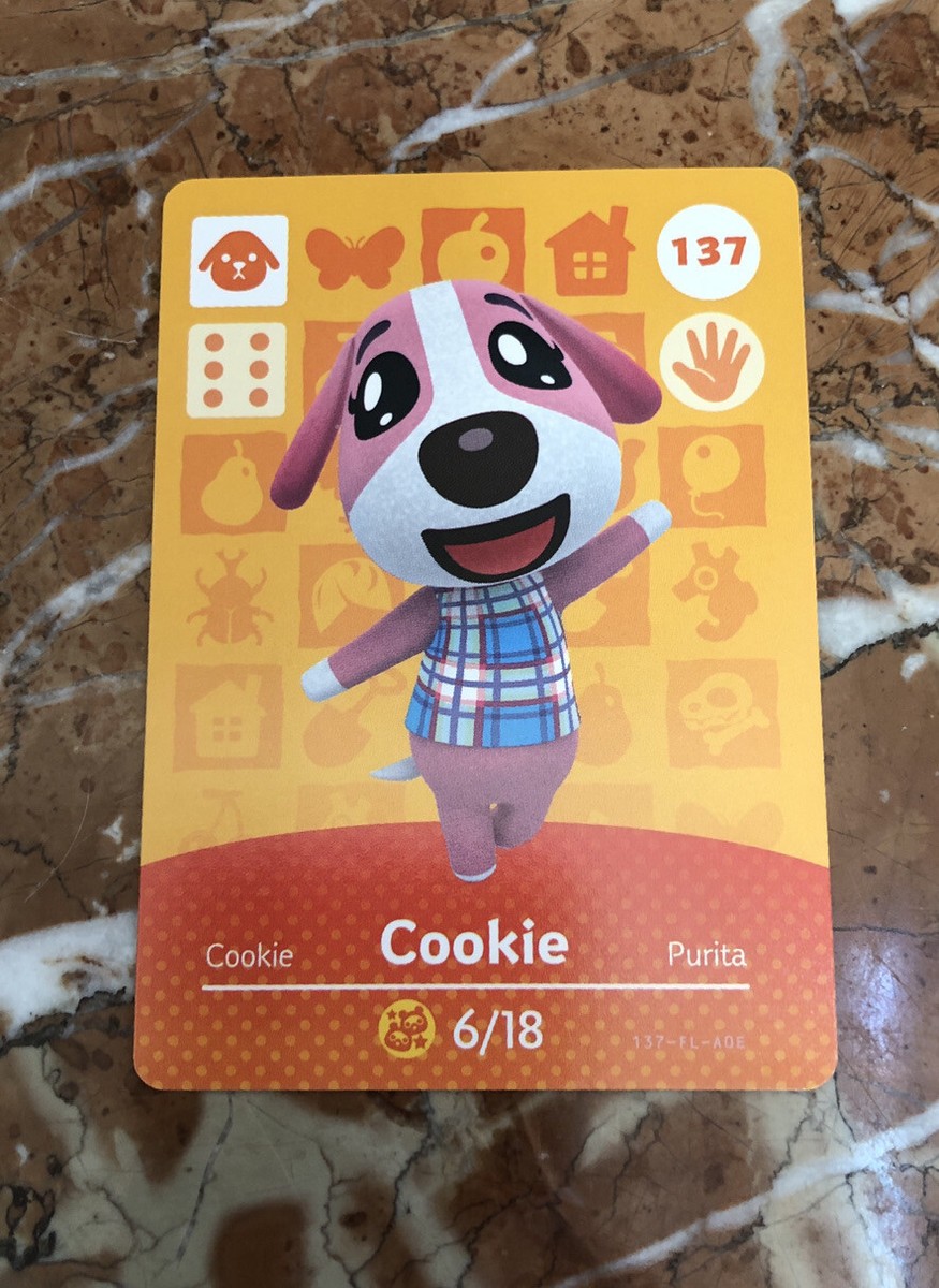 COOKIE! Animal Crossing Amiibo Card-Never Scanned! Pink Cute Peppy