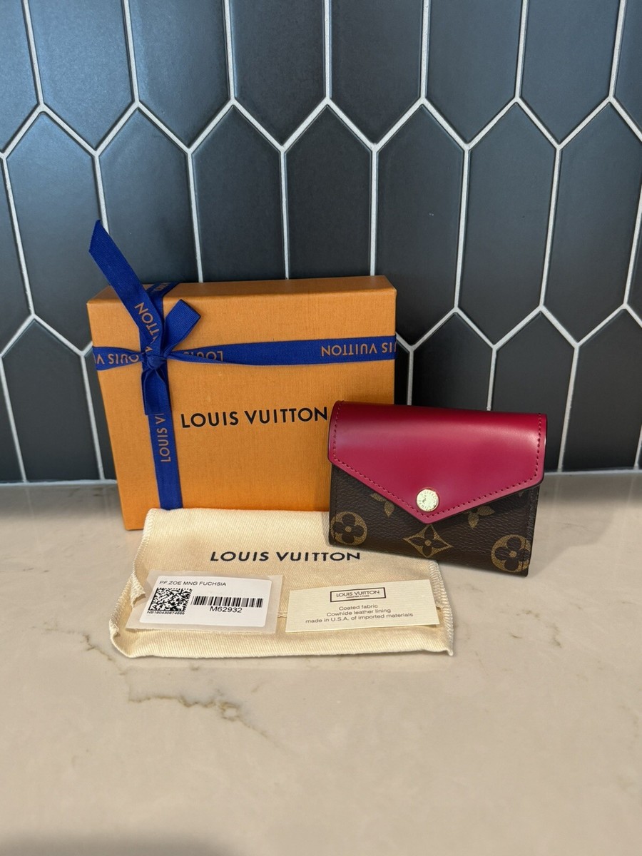 LOUIS VUITTON Zoe Monogram Trifold Wallet in Fuchsia w Box