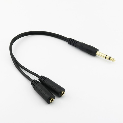 1pc 6.35mm 1/4" Male to Dual 3.5mm 1/8" Female Jack Stereo Audio Cable 30cm/1ft - Picture 1 of 6