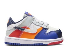 New Nike (TD) Toddler Kids Dunk Low White Silver Navy Blye Red Orange