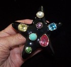 KJL KENNETH J. LANE Huge Black Enamel Multi-color Crystals Starfish Pin — photo 1
