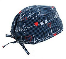Scrub Cap Nurse Scrubs Hat Nursing Doctor Surgical Cardiologists, Heart Blue EKG