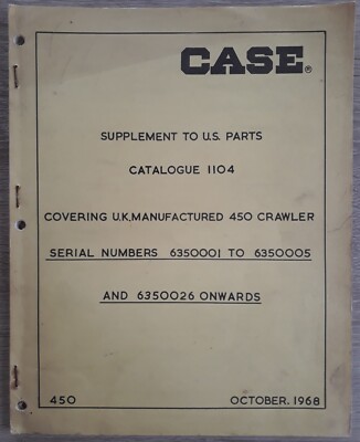 Case 450 Raupe Illustrierte Stückliste Katalog Beilage 1968