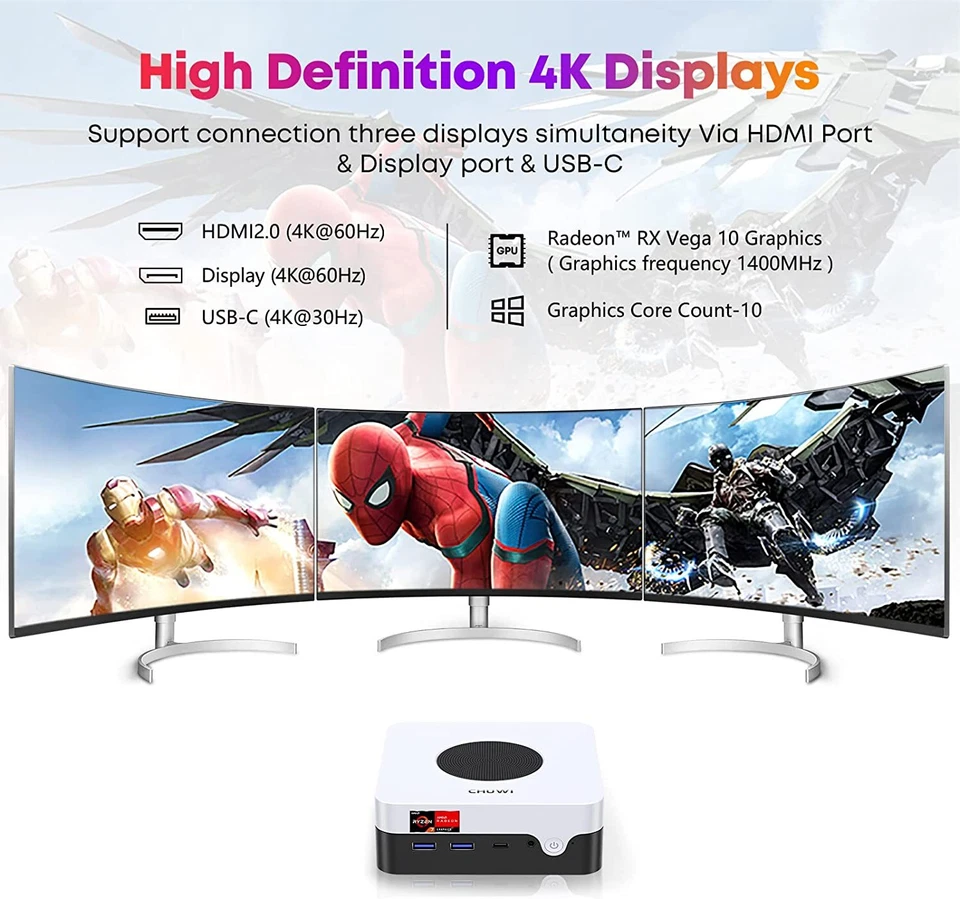 CHUWI LarkBox X Mini PC Intel AMD Ryzen 7 3700U 4.1Ghz 8G+256G Windows 11 Home - Image 3 of 4