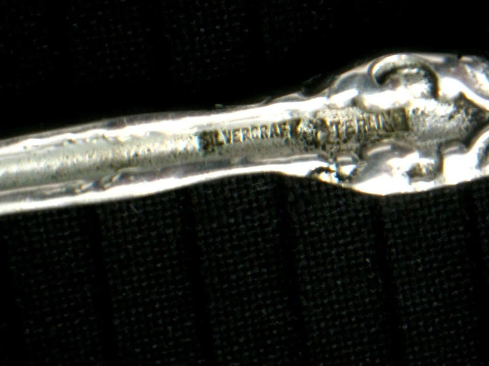 古董Silvercraft纯银9英寸穿孔勺礼来图案 — 第 4/4 张图片