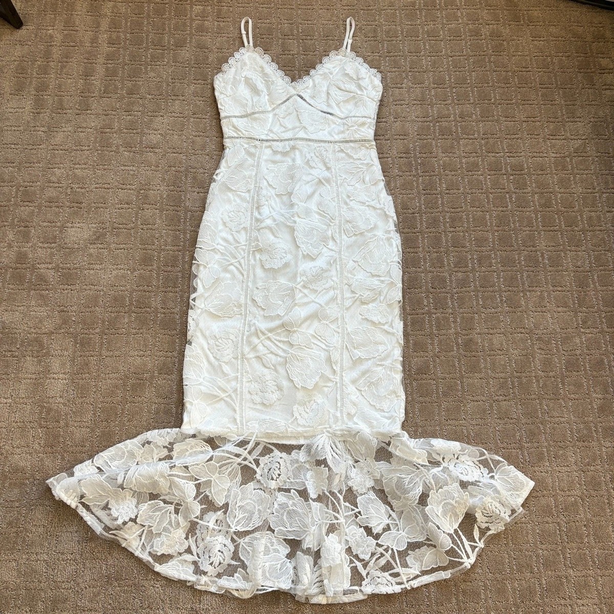 Midi Dress Lulus Trumpet Gown White Lace Dress Midi Trumpet Dress