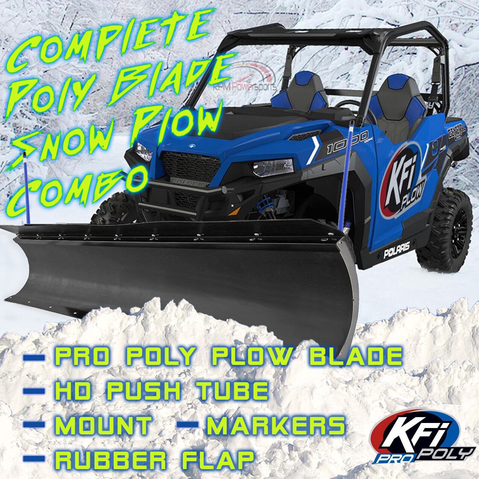 KFI 72" Poly Snow Plow Kit Combo Kawasaki Mule PROFXT DXT FX DX 2015