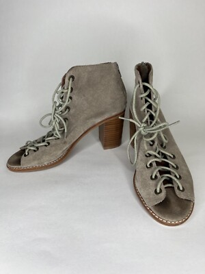 Jeffrey Campbell Cors Womens Peep-Toe Boots Ankle Lace Up Block Heel Size 7