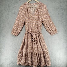 Gap Women M Split Neck Midi Dress Ditsy Floral Tie Long Sleeve Cottage Core