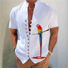 Men's Summer Shirt Casual Slim Shirts Short Sleeve Button Down Tops Blouse
