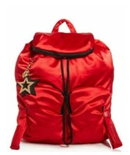Chloe See by Chloe Joy Rider Satin Backpack Radiant Red Gold Hrdw New with Tags