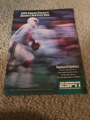 Vintage NEIL LOMAX ESPN Poster Print Ad 80s ARIZONA CARDINALS MINNESOTA VIKINGS