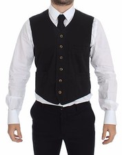 DOLCE & GABBANA Vest Waistcoat Black Cotton Dress Blazer IT44/ US34 /XS RRP $460