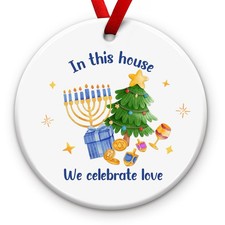 Hanukkah Xmas Ornament 2025 Happy Ceramic Ornamemts Chanukah Party Decorations
