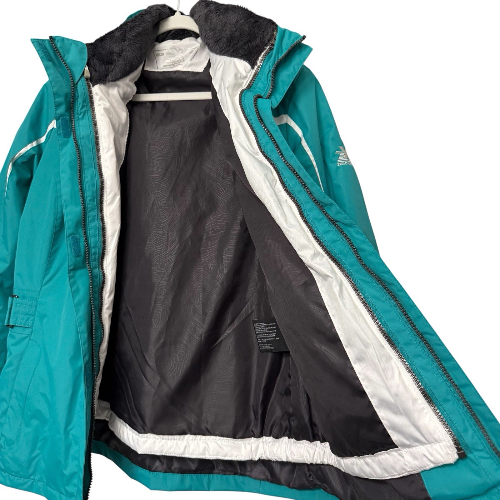 ZeroXposur Women Winter Jacket 3-in-1 Sz L Teal Detach Quilted Liner Remove Hood image 3