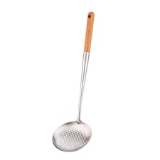FJNATINH Solid 304 Stainless Steel Skimmer 17"L x 3.9"W, Walnut & Silver