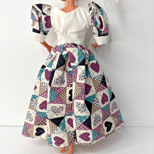 Vestito bambola vintage fatto a mano modello patchwork - Foto 2 di 5