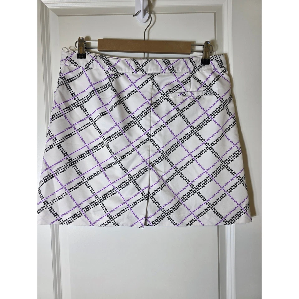 IZOD Purple White Plaid Active Performance Golf Casual Skort Skirt SZ 10 - Image 2 of 4