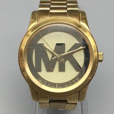 Michael Kors Womens Watch 38mm Logo Dial Gold Tone MK-5786 New Battery 6.5"
