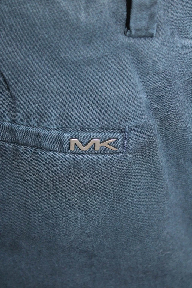Pantalones Cortos Informales Michael Kors Para Hombres Algodón Calce Ajustado Frente Plano Azul Talla 34 Foto 4 de 4