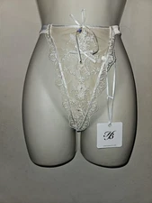 Honey Birdette Charlotta Ivory Thong size Large NWT