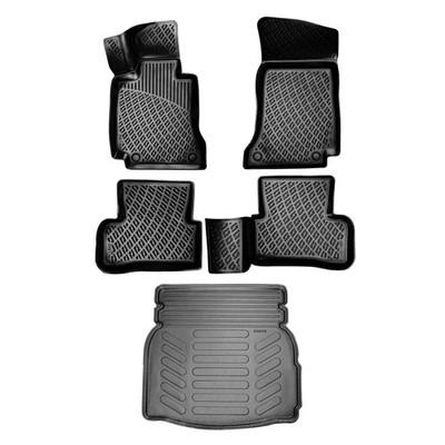 3D Auto Gummimatten & Kofferraumwanne Set für Mercedes C Klasse W205 (Umklappbar