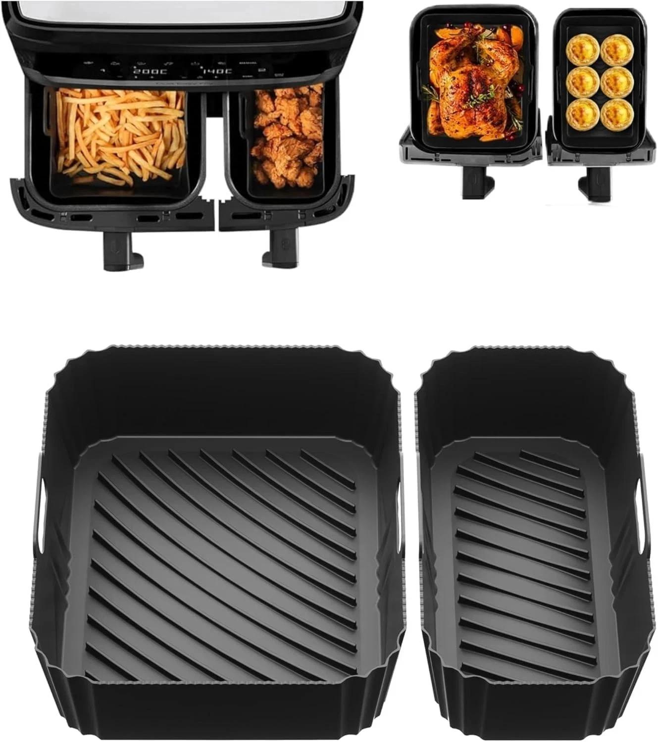 Silicone Air Fryer Liner for Tefal Dual Easy Fry XXL 11L, Fryer...
Opens in a new window or tab
