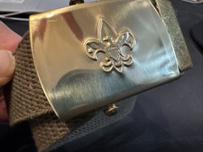 VTG Boy Scouts of America BSA Canvas Belt with Brass Buckle Green 29"