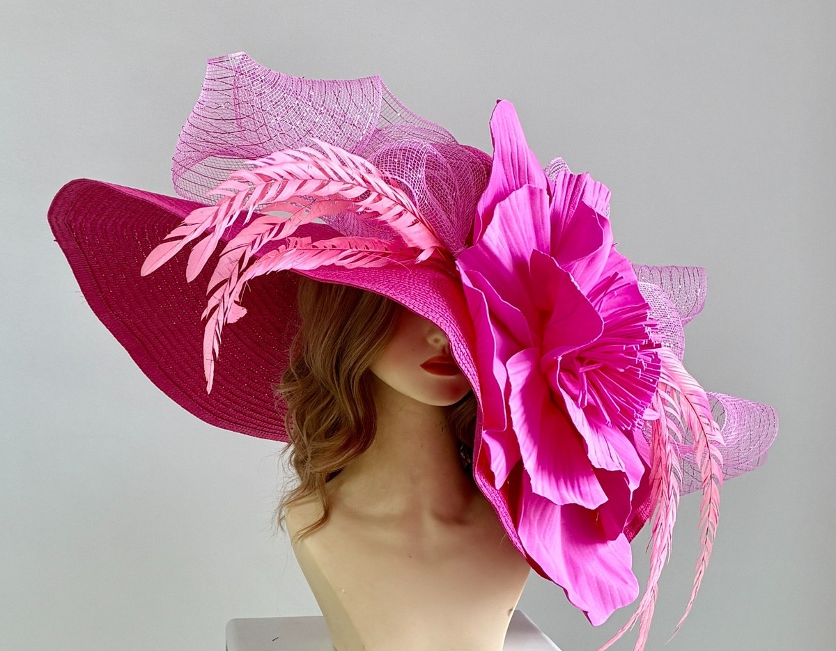 Kentucky Derby Hat Church Tea Party Hat with Wide Brim View 6