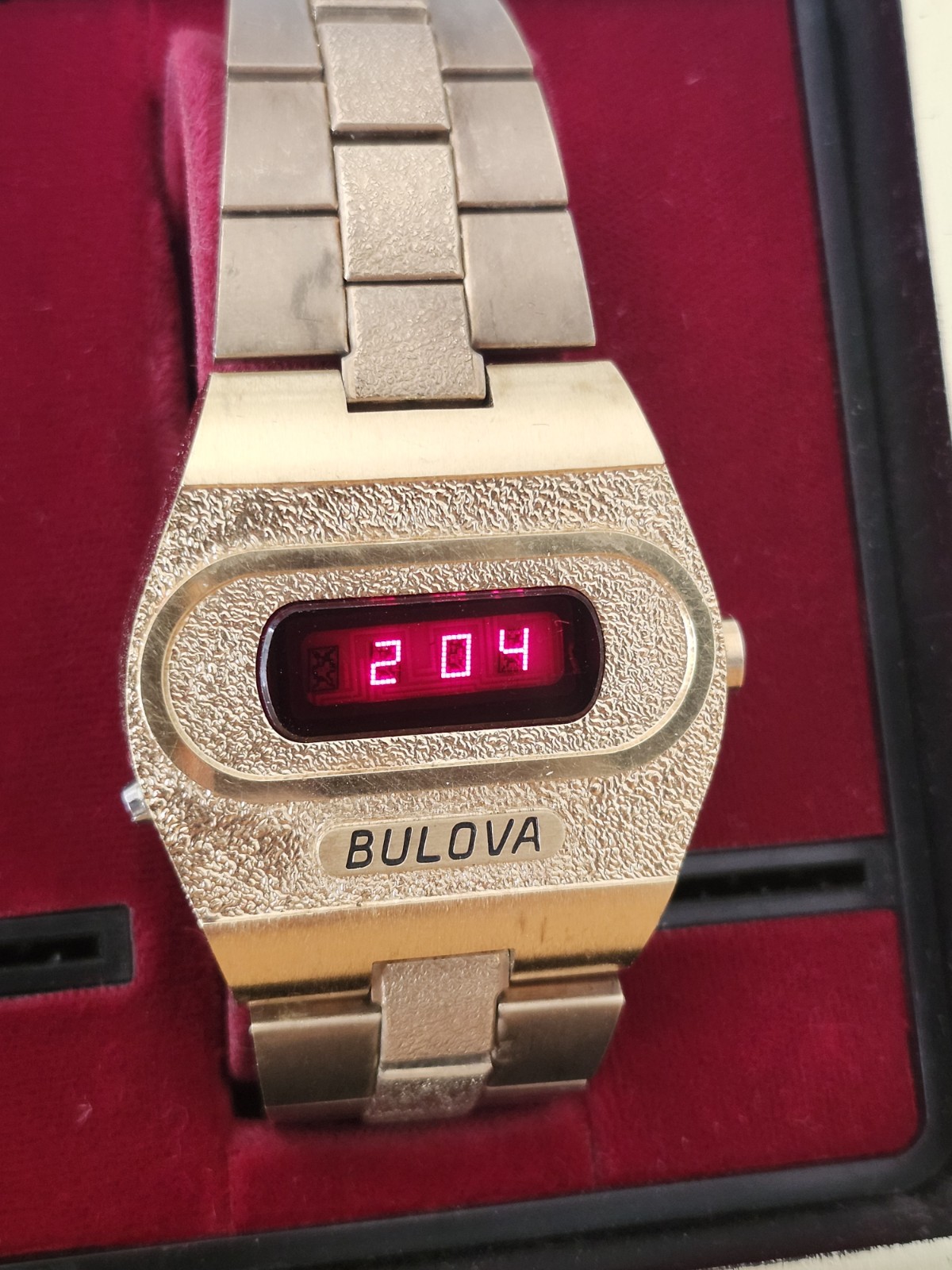 Bulova Big Block Vintage Digital Led Watch
