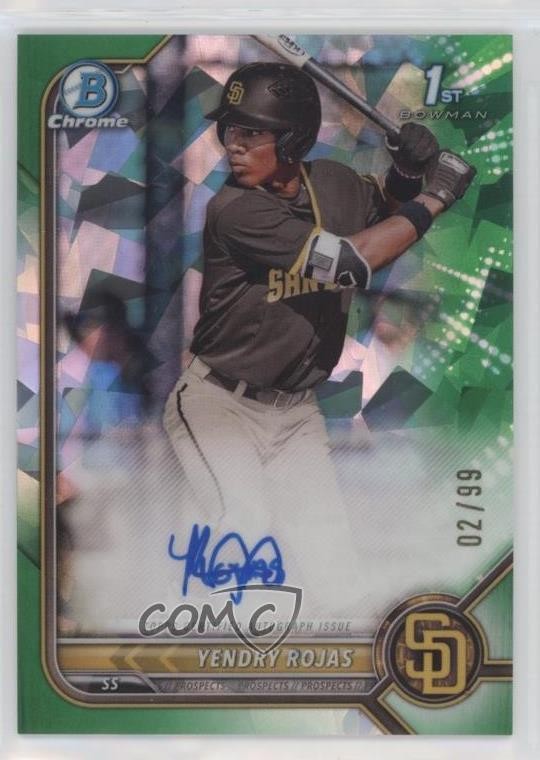 2022 Bowman Chrome Prospect Green Atomic Refractor /99 Yendry Rojas #CPA-YR Auto