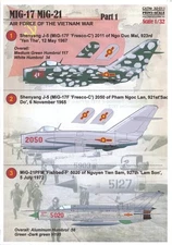 Print Scale Decals 1/32 AIR FORCE OF THE VIETNAM WAR MiG-17 & MiG-21 Fighters
