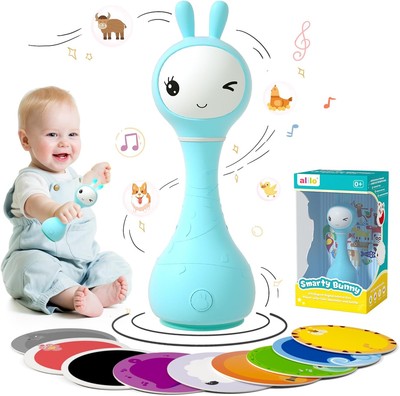 alilo Smarty Bunny Baby Rattle Musical Light Up Toys, Infants Newborns Blue 