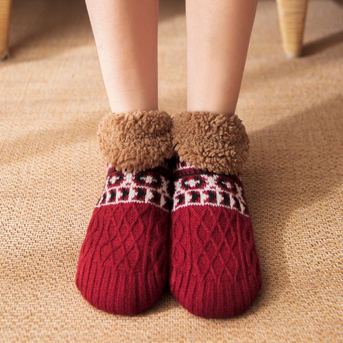 Women Mens Slipper Winter Cosy Socks Fluffy Non Slip Warm Fleece Lined Bed Floor - Picture 21 of 28