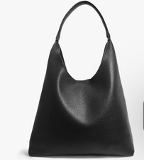 Black Crescent Shoulder Bag for Women with Slip Pocket, Interior Keychain