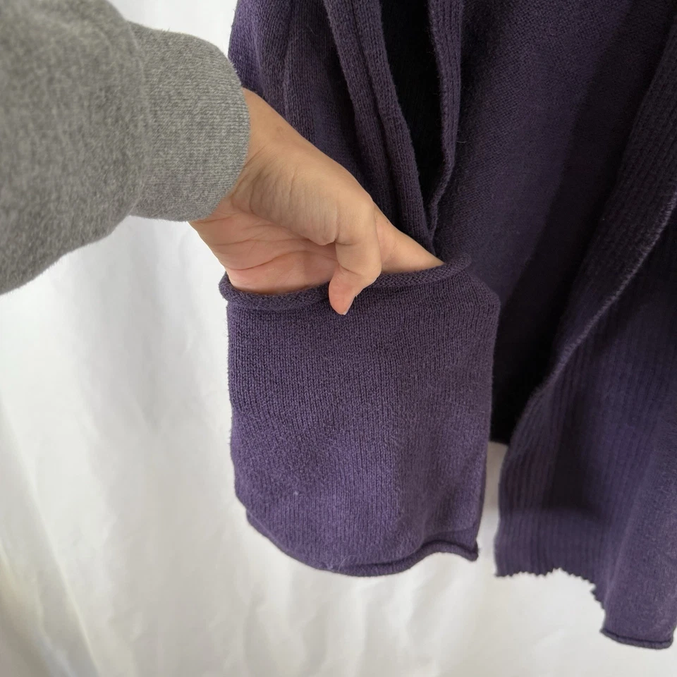 Cárdigan largo Coldwater Creek para mujer XS púrpura tejido sin mangas lana cachemir azul Foto 4 de 4