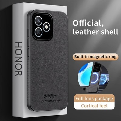 For Honor X8d, Luxury Retro Leather Magnetic Business Soft Rubber Case Cover