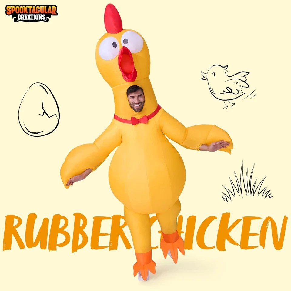 Adults Halloween Inflatable Rubber Chicken Costume, Full Body Blow up Suit for C - Image 2 of 4