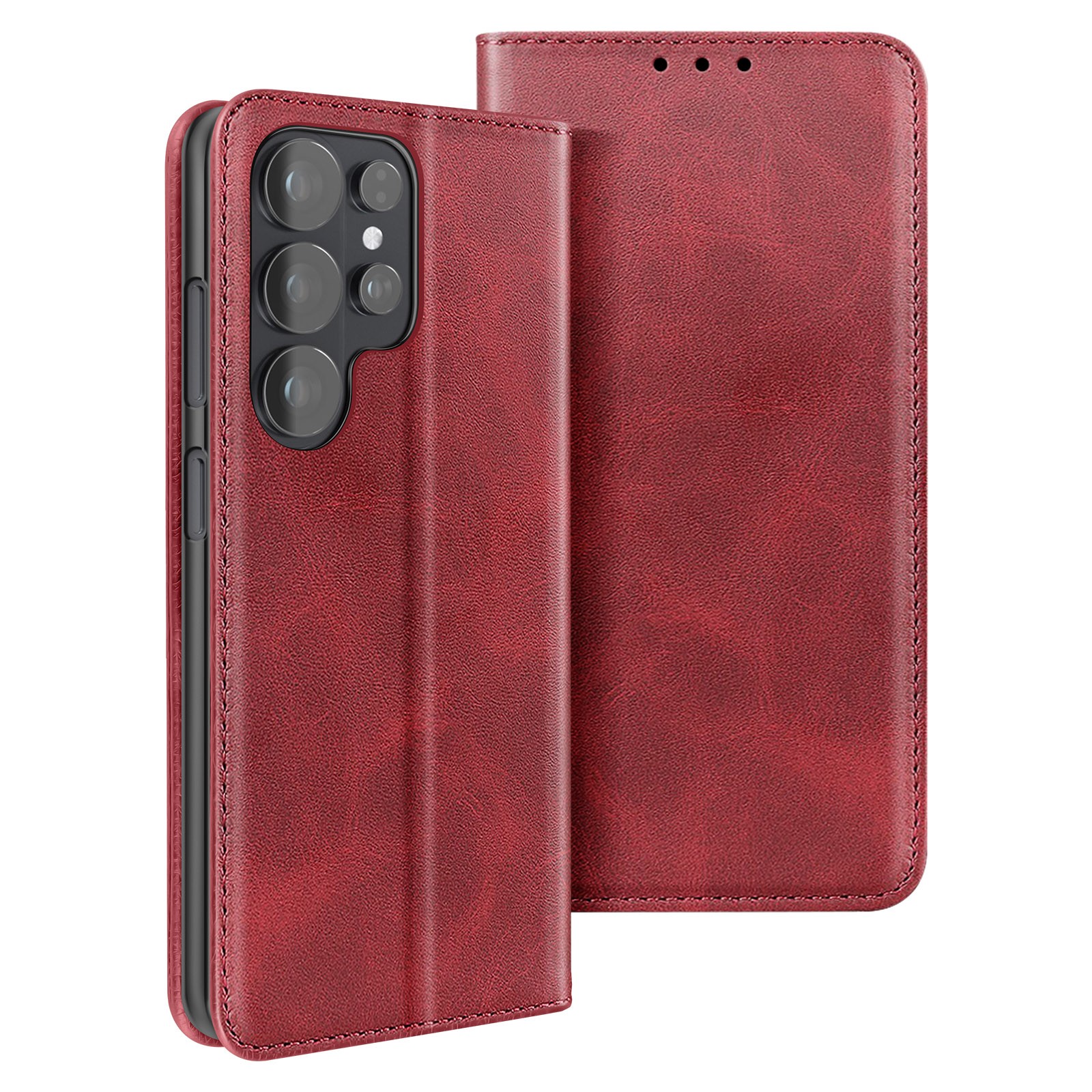 Housse cuir Galaxy S26 Ultra portefeuille antichoc avec clapet support amovible