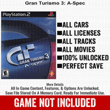 Gran Turismo 3 A-Spec 100 PS2 Memory Card All CHEATS ITEMS