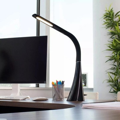 Flexible Hals LED helles Licht Schreibtischlampe mit USB-Ladeanschluss, schwarz