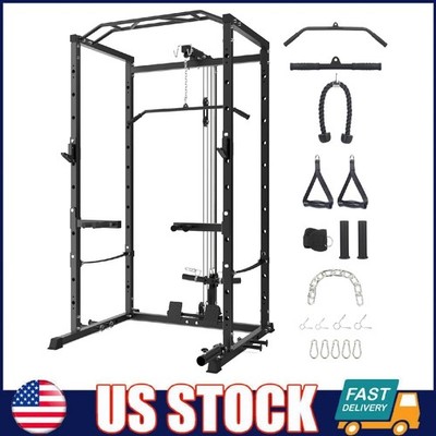 Power Cage Power Rack & Pulley System, Squat Rack Weight Cage Exercise Home Gym