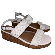Steve Madden Big Girls Size 4 White Woven Braided Strap Cork Wedge Sandals