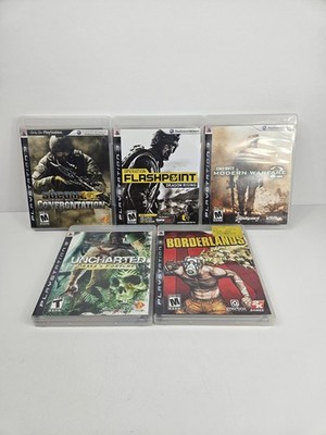 Lot of 5 PS3 PlayStation 3 CIB Games Uncharted, Borderlands, COD Modern Warfare 